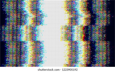 Abstract glitch digital color pixel noise. Background of the damaged television image. Vector illustration.