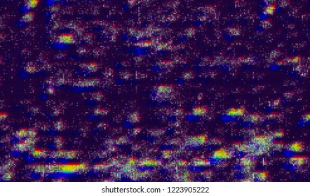 Abstract glitch digital color pixel noise. Background of the damaged television image. Vector illustration.