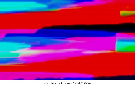 Abstract glitch digital color pixel noise. Background of the damaged television image. Vector illustration.