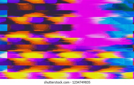 Abstract glitch digital color pixel noise. Background of the damaged television image. Vector illustration.