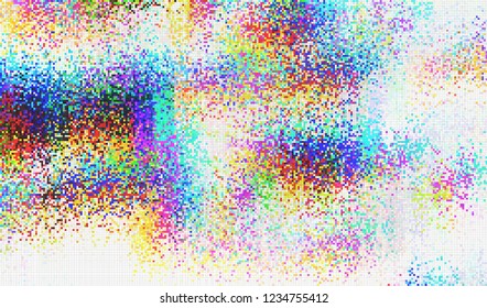 Abstract glitch digital color pixel noise. Background of the damaged television image. Vector illustration.