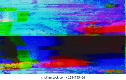 Abstract glitch digital color pixel noise. Background of the damaged television image. Vector illustration.