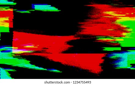 Abstract glitch digital color pixel noise. Background of the damaged television image. Vector illustration.