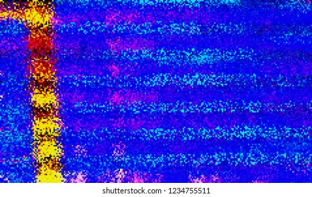 Abstract glitch digital color pixel noise. Background of the damaged television image. Vector illustration.