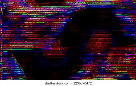 Abstract glitch digital color pixel noise. Background of the damaged television image. Vector illustration.