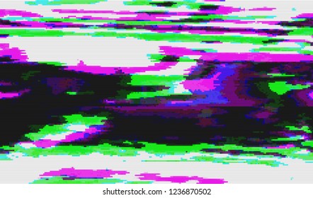 Abstract glitch digital color pixel noise. Background of the damaged television image. Vector illustration.