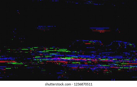 Abstract glitch digital color pixel noise. Background of the damaged television image. Vector illustration.