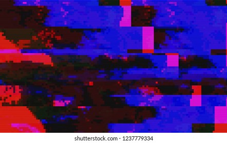 Abstract glitch digital color pixel noise. Background of the damaged television image. Vector illustration.