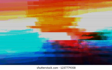 Abstract glitch digital color pixel noise. Background of the damaged television image. Vector illustration.