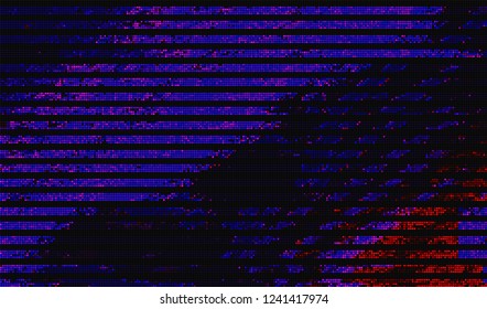 Abstract glitch digital color pixel noise. Background of the damaged television image. Vector illustration.