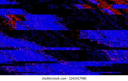 Abstract glitch digital color pixel noise. Background of the damaged television image. Vector illustration.