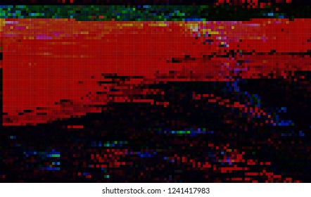 Abstract glitch digital color pixel noise. Background of the damaged television image. Vector illustration.