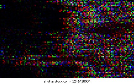 Abstract glitch digital color pixel noise. Background of the damaged television image. Vector illustration.