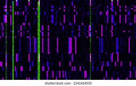 Abstract glitch digital color pixel noise. Background of the damaged television image. Vector illustration.
