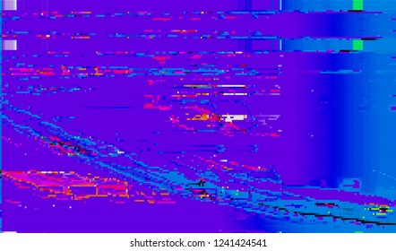 Abstract glitch digital color pixel noise. Background of the damaged television image. Vector illustration.