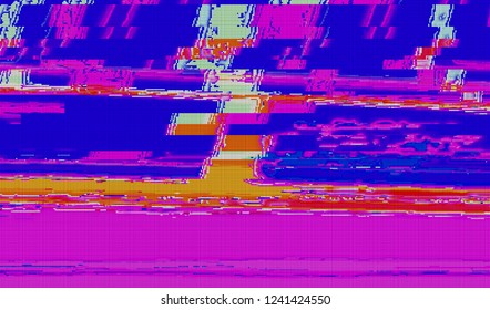 Abstract glitch digital color pixel noise. Background of the damaged television image. Vector illustration.