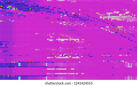 Abstract glitch digital color pixel noise. Background of the damaged television image. Vector illustration.