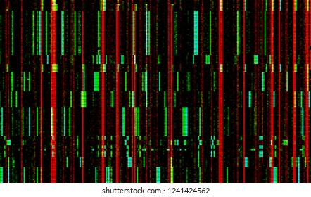 Abstract glitch digital color pixel noise. Background of the damaged television image. Vector illustration.