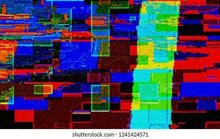 Abstract glitch digital color pixel noise. Background of the damaged television image. Vector illustration.