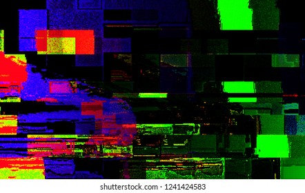 Abstract glitch digital color pixel noise. Background of the damaged television image. Vector illustration.
