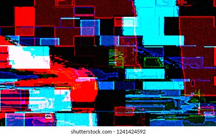 Abstract glitch digital color pixel noise. Background of the damaged television image. Vector illustration.