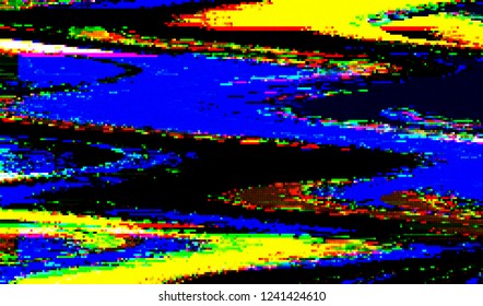 Abstract glitch digital color pixel noise. Background of the damaged television image. Vector illustration.