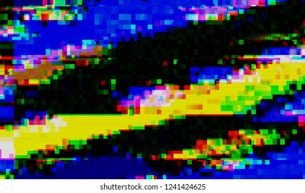 Abstract glitch digital color pixel noise. Background of the damaged television image. Vector illustration.