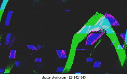 Abstract glitch digital color pixel noise. Background of the damaged television image. Vector illustration.