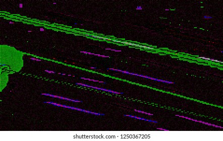 Abstract glitch digital color pixel noise. Background of the damaged television image. Vector illustration.