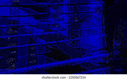 Abstract glitch digital color pixel noise. Background of the damaged television image. Vector illustration.