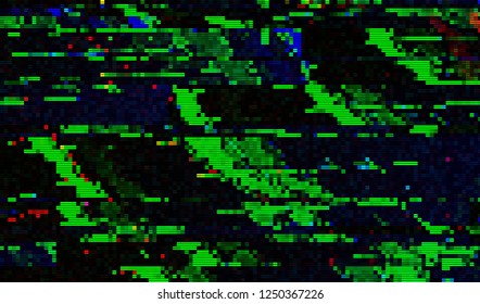 Abstract glitch digital color pixel noise. Background of the damaged television image. Vector illustration.