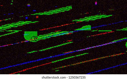 Abstract glitch digital color pixel noise. Background of the damaged television image. Vector illustration.