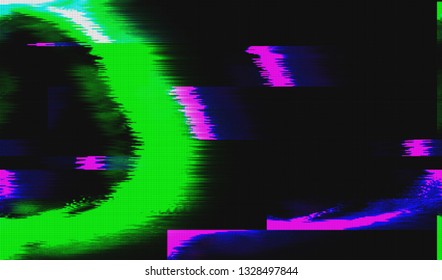 Abstract glitch digital color pixel noise. Background of the damaged television image. Vector illustration.