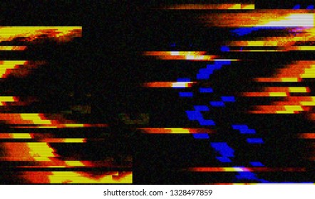 Abstract glitch digital color pixel noise. Background of the damaged television image. Vector illustration.