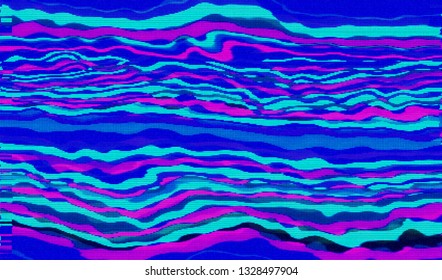 Abstract glitch digital color pixel noise. Background of the damaged television image. Vector illustration.