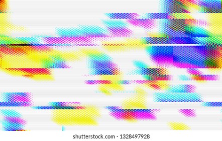 Abstract glitch digital color pixel noise. Background of the damaged television image. Vector illustration.