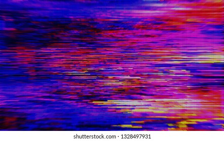 Abstract glitch digital color pixel noise. Background of the damaged television image. Vector illustration.