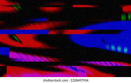 Abstract glitch digital color pixel noise. Background of the damaged television image. Vector illustration.