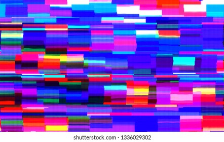Abstract glitch digital color pixel noise. Background of the damaged television image. Vector illustration.