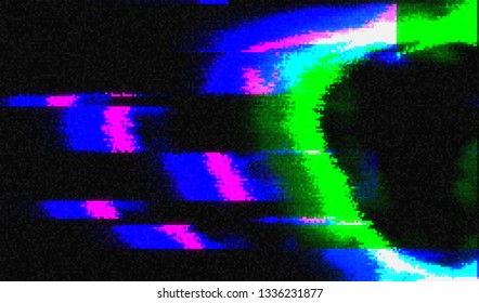 Abstract glitch digital color pixel noise. Background of the damaged television image. Vector illustration.