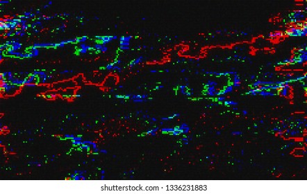 Abstract glitch digital color pixel noise. Background of the damaged television image. Vector illustration.
