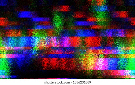 Abstract glitch digital color pixel noise. Background of the damaged television image. Vector illustration.