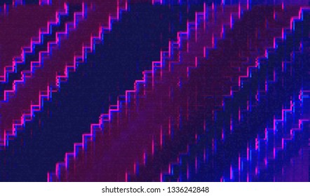 Abstract glitch digital color pixel noise. Background of the damaged television image. Vector illustration.