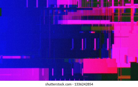 Abstract glitch digital color pixel noise. Background of the damaged television image. Vector illustration.