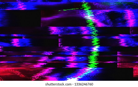 Abstract glitch digital color pixel noise. Background of the damaged television image. Vector illustration.