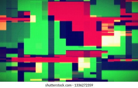 Abstract glitch digital color pixel noise. Background of the damaged television image. Vector illustration.
