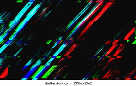 Abstract glitch digital color pixel noise. Background of the damaged television image. Vector illustration.