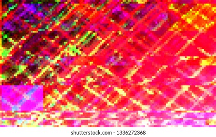 Abstract glitch digital color pixel noise. Background of the damaged television image. Vector illustration.