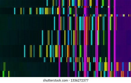 Abstract glitch digital color pixel noise. Background of the damaged television image. Vector illustration.
