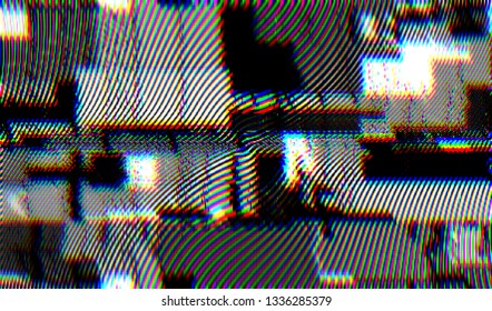 Abstract glitch digital color pixel noise. Background of the damaged television image. Vector illustration.